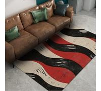 Via Vela Tappeto 60x90cm estetici eclettici Rossi e neri a onde per cantina Tappetino Studio antiscivolo pelo basso Terana Ampia superficie terra Texture desgastata Arte unica Moquette sottile la