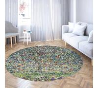 Via Vela Tappeto 80cm Artistici Rotondi Sala giochi vibrante Graffiti Macchina per palme Tappetino circolari lavabili antiscivolo da nursery in stile colorato studio Resistente alle macchie