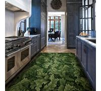 Via Vela Tappeto artistico rustico 60x120cm per soggiorno Foglio verde astratto Modello Supporto antiscivolo Tappeto interno lavabile per camera da letto Sala da pranzo Ufficio