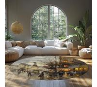 Via Vela Tappeto rotondo 150cm Place de la République Pattern Tappeto circolare ampio lavabile per interni antiscivolo per appartamento di fango Home Nursery Office