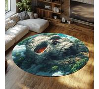 Via Vela Tappeto rotondo 3D illusione ottica 150cm teschio vulcano lava grande tappeto circolare gotico per uomini antiscivolo lavabile tappetino soggiorno camera gaming