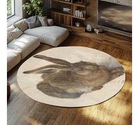Via Vela Tappeto rotondo a tema animale 150cm Tappeto lavabile in lavatrice antiscivolo con motivo a coniglio Tappetino per la casa per soggiorno Camera da letto Portico Dormitorio