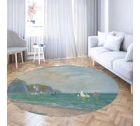 Via Vela Tappeto rotondo antiscivolo 100cm una passeggiata sul bordo della scogliera di Purville Pattern Tappeto circolare lavabile a pelo corto per soggiorno camera da letto porta d'ingresso