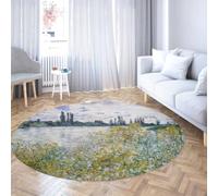 Via Vela Tappeto rotondo antiscivolo 120cm Riverside Island Scenery Print Tappeto circolare leggero a pelo corto lavabile per la porta d'ingresso della camera da letto del soggiorno