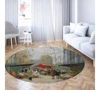 Via Vela Tappeto rotondo antiscivolo d'arte unico 120cm Mercato dei fiori Patten Tappeto circolare leggero a pelo basso lavabile per la porta d'ingresso della camera da letto del soggiorno