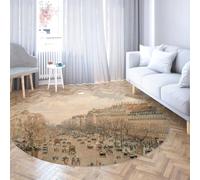 Via Vela Tappeto rotondo antiscivolo in stile retrò 80cm Boulevard Montmartre Landscape Pattern Tappeto circolare leggero a pelo corto per la porta d'ingresso della camera da letto