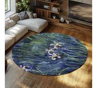 Via Vela Tappeto rotondo botanico 100cm Modello orchidea Tappeto lavabile in lavatrice antiscivolo Tappetino per la casa Tappetino per soggiorno Camera da letto Portico Dormitorio