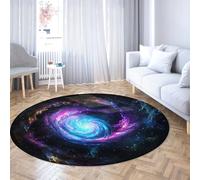 Via Vela Tappeto rotondo dal design creativo 120cm Misterioso sognante cielo stellato Swirl Pattern Tappeto a cerchio sottile antiscivolo a pelo basso per armadio corridoio sala giochi