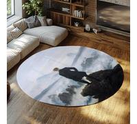 Via Vela Tappeto rotondo grande stile romantico 120cm Wanderer sopra il mare di nebbia stampa tappeto circolare lavabile per interni per casa appartamento mudroom