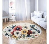 Via Vela Tappeto rotondo in stile acquerello 80cm Tappeto circolare lavabile per interni antiscivolo per interni antiscivolo per la scuola materna dell'appartamento