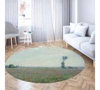 Via Vela Tappeto rotondo lavabile in lavatrice 100cm Campi di fiori rossi in periferia Modello antiscivolo Tappeto circolare per pavimenti interni a pelo corto per cucina camera da letto