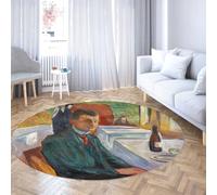 Via Vela Tappeto rotondo lavabile in stile retrò 80cm Modello di autoritratto di un uomo Tappeto a pelo corto sottile antiscivolo per pavimenti interni per sala da pranzo all'ingresso