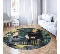 Via Vela Tappeto rotondo lavabile in stile vintage 200cm Coppia in giardino Modello Tappetini sottili antiscivolo Tappetini per interni a pelo corto per sala da pranzo all'ingresso