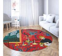 Via Vela Tappeto rotondo lavabile Landscape 80cm Harmony the Red Room Pattern Tappeto sottile antiscivolo Tappetini per interni Tappetini a pelo corto per sala da pranzo all'ingresso