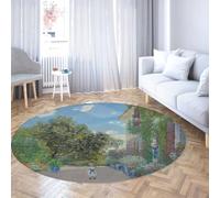 Via Vela Tappeto rotondo lavabile vintage 120cm Casa dell'artista e giardino Stampa Home Decor Tappeto antiscivolo a cerchio grande per sala studio Sala da pranzo Balcone