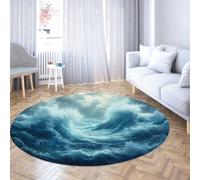 Via Vela Tappeto rotondo vortice onda oceano 100cm 3D tempesta mare profondo tappeto circolare antiscivolo gomma sottile basso profilo tappetino camera studio guardaroba