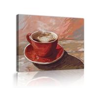 Via Vela Tazza di caffè Tela di canapa Arte della parete Stampe da cucina contemporanee Cafe moderno Atmosfera Murale Immagine Pittura per soggiorno Decor 60x80cm telaio interno