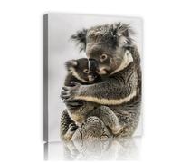 Via Vela Tela Koala Arte murale Stampa animali selvatica Ritratto del cucciolo e della madre Poster Opere d'arte Quadro per soggiorno Camera da letto Arredamento della nursery 60x80cm