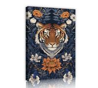 Via Vela Toni retrò murale tigre tela floreale arte della parete fauna selvatica opere d'arte stampe giungla animale poster pittura per sala giochi sala studio arredamento 50x75cm