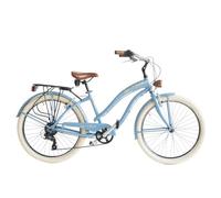 Via Veneto Bazam - Bicicletta Cruiser Donna Sun on the Beach Lady 26” Cambio a 6 Velocità, Taglia 43, Light Blue, Retrò Vintage in Alluminio | VV790L
