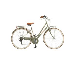 Via Veneto Bazam - Bicicletta Donna Malagueta Lady 28”, Cambio a 6 Velocità, Taglia 46, Verde Borghese, City Bike Retrò Vintage in Acciaio | VV619L