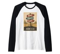 Via Verità Vita Giovanni 14: 6 Versetto della Bibbia Cristiano Maglia con Maniche Raglan