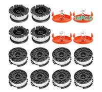 Viabrico Confezione da 16 bobine di ricambio AF-100 per Black+Decker - 0,2 cm Weed Eater String Trimmer Bobina, 9,1 m Autofeed Weed Wacker Bobina di ricarica per Black+Decker (12 bobine, 4 tappi, 4