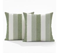 ViaElayu Federe Cuscini Divano 50x50 Righe Verde Salvia Verde Primavera Estate Copricuscini Decorativi Moderno Copricuscino Lavabile Vintage Quadrate per Soggiorno Camera Esterni Confezione da 2