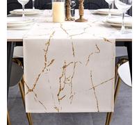 ViaElayu Runner da Tavolo Moderno Bianco Oro Primavera Marmo Texture Runner Tavola Centro Tavola Cucina Centrini Moderni Astratta Tovaglia per Tavolo da Pranzo Festa Cucina Soggiorno 40 x 140 cm