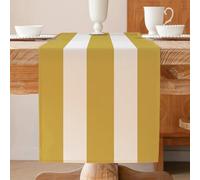 ViaElayu Runner Tavola Moderno a Righe Bianco e Giallo Centro Tavola Cucina Lavabile Invernale Primaverile Runner da Tavolo Centrini Moderni per Camera da Letto 33 x 183 cm