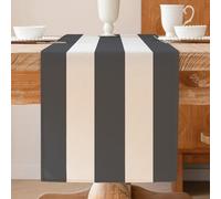 ViaElayu Runner Tavola Moderno a Righe Bianco e Grigio Centro Tavola Cucina Lavabile Invernale Primaverile Runner da Tavolo Centrini Moderni per Camera da Letto 33 x 183 cm