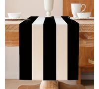 ViaElayu Runner Tavola Moderno a Righe Bianco e Nero Centro Tavola Cucina Lavabile Invernale Primaverile Runner da Tavolo Centrini Moderni per Camera da Letto 40 x 140 cm