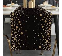 ViaElayu Runner Tavola Moderno Nero e Oro Astratto Punto Centro Tavola Autunnale Lavabile Invernale Boho Runner da Tavolo Centrini Moderni per Sala da Pranzo Festa Cucina 40 x 140 cm
