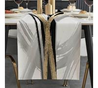ViaElayu Runner Tavola Moderno Nero e Oro Astratto Righe Grigio Centro Tavola Autunnale Lavabile Invernale Boho Runner da Tavolo Centrini Moderni per Sala da Pranzo Festa Cucina 40 x 180 cm