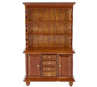 ViaGasaFamido 1:12 Scala delle Bambole in Miniatura in Legno in Legno a Tre Libreli Mobili per Vetrine Walnut Accessorio Mobili Giocattolo per Decorazioni Natalizie
