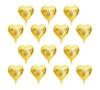 ViaGasaFamido 10 Palloncini a Forma di Cuore da 25 Cm in Lamina di Alluminio, con Chiusura Automatica Dopo il Gonfiaggio, Sicuri e Resistenti, Dai Colori Vivaci, Ideali per Feste, (GOLD)