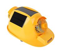 ViaGasaFamido Elmetto Protettivo Ad Energia Solare, Casco di Sicurezza Regolabile con Luce LED e Doppia Ventola, Ideale per l'edilizia e l'estrazione Mineraria
