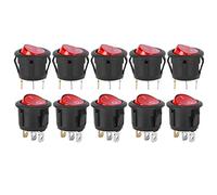 ViaGasaFamido Interruttore a Levetta Rotondo 10 Pezzi 3 Pin Rosso KCD1 Mini