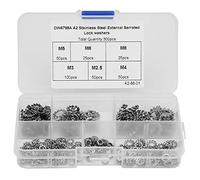 300Pz Rondelle Seghettate Assortite in Acciaio Inossidabile M2.5 M3 M4 M5 M6 M8 Rondelle Denti Seghettato Kit Dado Rondella Dentata Esterna, Dado a Vite Con Dentatura Esterna