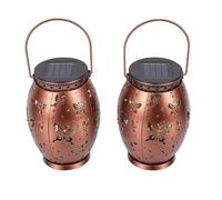 ViaGasaFamido Lanterna Solare Scavata, Luci Solari in Metallo Vintage con Accensione Automatica per la Decorazione del Cortile del Patio del Giardino