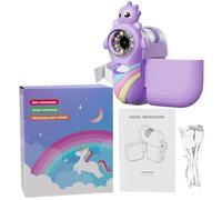 ViaGasaFamido Microscopio per Bambini, Microscopio Digitale Portatile con Funzione 3 in 1, Ingrandimento 1000X, Illuminazione a LED, Schermo LCD da 2 Pollici