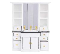 ViaGasaFamido Mini Mobile Lavabo per Casa delle Bambole in Scala 1/12 - Lavabo da Bagno in Legno per L'arredamento della Casa delle Bambole, Mobili Moderni in Miniatura per la Cucina e il (WHITE)