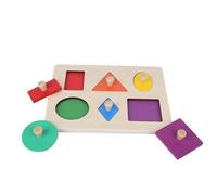ViaGasaFamido Scheda di Forma Geometrica, Giocattolo in Legno con 6 Forme e Colori, Giocattolo per Bambini per Bambini (Pannelli geometrici)