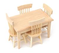 ViaGasaFamido Sedia da Scrivania in Miniatura da 1/12, Modello di Mobili in Legno con Colore Brillante, per la Decorazione degli Accessori per la Casa delle Bambole (set tavolo e sedia)