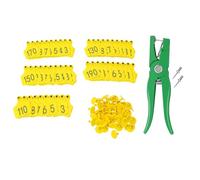 ViaGasaFamido Set di 100 Etichette Auricolari Numerate per Bestiame da | con Pinza Applicatrice, Etichette Trasparenti Numerate per il Monitoraggio del Bestiame, Plastica ABS Metallo, per Pecore