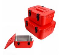 ViaGasaFamido Set di Contenitori per Zuppa Isolati Grandi da 3 Pezzi per Catering da Viaggio in Acciaio Inossidabile Durevole 8L 15L 28L Rosso