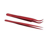 ViaGasaFamido Set di Pinzette in Lega di Alluminio, Punte Curve Dritte di Precisione per Saldatura PCB e Riparazione Elettronica (rosso)