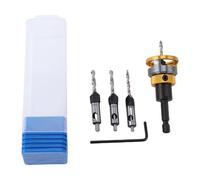 ViaGasaFamido Set di Punte per Svasatore Regolabili, Codolo Esagonale, con Fermo di profondità a Basso Attrito, per Pannelli in Legno e Plastica, MDF, Compensato, Cartongesso, Acciaio Al