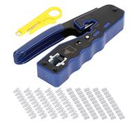 ViaGasaFamido Set di Strumenti di Crimpatura RJ45 con Kit di Giacca Connettore RJ 50pcs Multifunzione Attraverso il Cavo del Cavo del Foro Taglio Intelligente per la Riparazione della