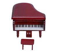 ViaGasaFamido Tastiera per Pianoforti per Bambini 1:12 Mini Simulazione in Miniatura Grand Piano in Legno con Sgabello per Ornamenti per la Casa Dollomarina Decorativa (rosso)